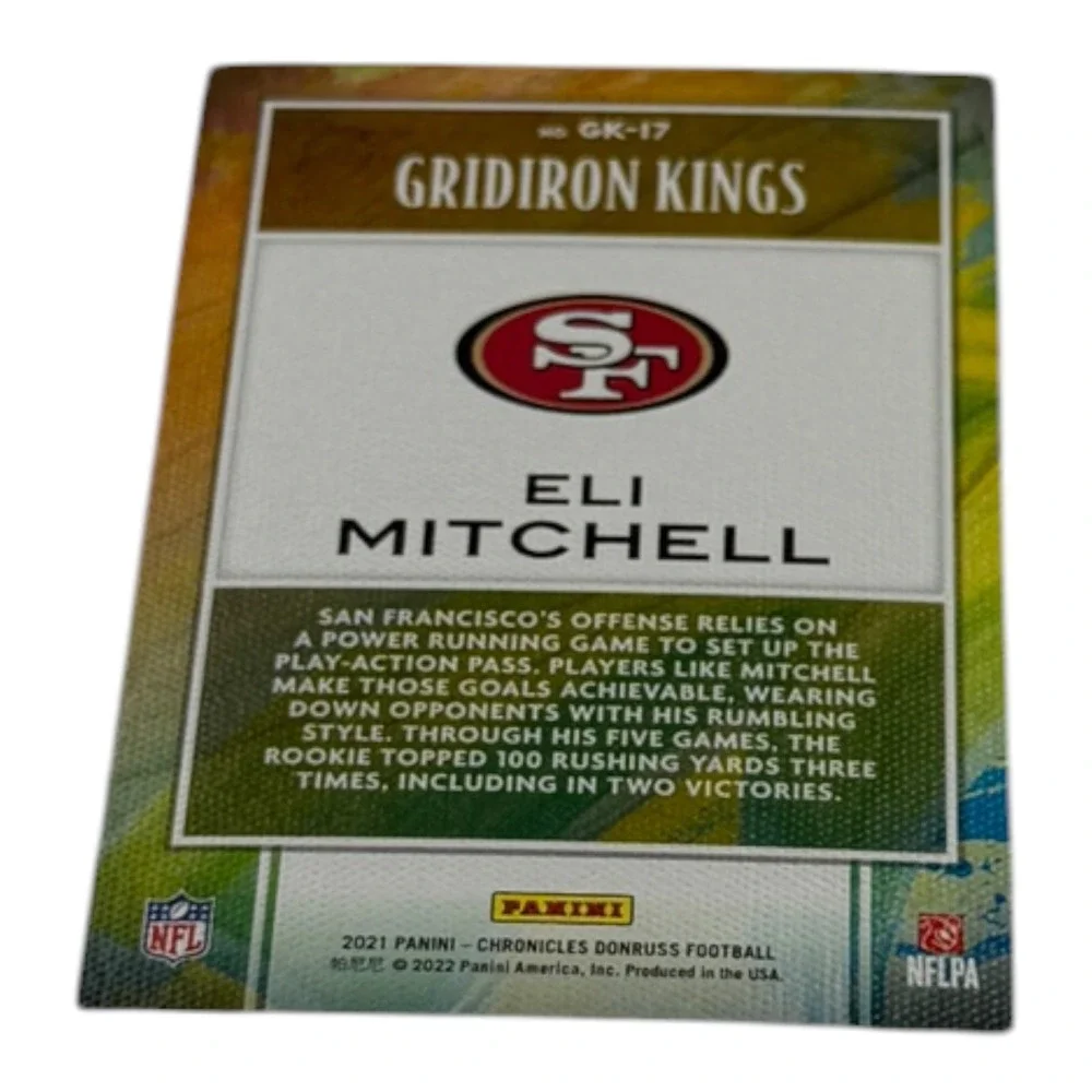 2021 Panini Chronicles Donruss Gridiron Kings Eli Mitchell 49ers Card GK-17